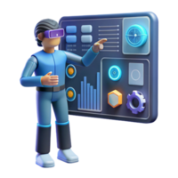 impressive contemporary A futuristic interface, displaying complex data visualizations, user interacting with touch controls, cyberpunk style high resolution png