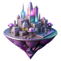 serene vintage A floating city, intricate architecture combining metal and organic forms, glowing with internal lights against a dark, starry sky. Synthwave style, neon lighting high resolution png