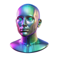 dramático vintage uma holográfico projeção do uma humano face, falha e distorcendo, binário código transmissão através Está superfície. cyberpunk estilo, néon iluminação autêntico png