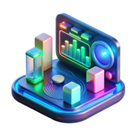 magnificent modern A holographic interface, displaying complex data and diagrams, glowing with blue and green light. Cyberpunk style, neon lighting high resolution png