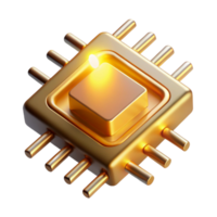 beautiful contemporary A single, levitating microchip emitting beams of golden light, intricate details of its surface visible, lit by a warm, directional light. Photorealistic style original png