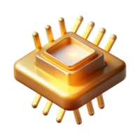 impressive creative A single, levitating microchip emitting beams of golden light, intricate details of its surface visible, lit by a warm, directional light. Photorealistic style authentic png