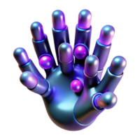stunning traditional A swarm of nanobots forming the shape of a human hand, each bot glowing with a different color, lit by a cool, ambient light. Abstract style high resolution png