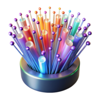 stunning abstract A network of fiber optic cables transmitting data, each cable glowing with a different color, lit by a dynamic, shifting light. Abstract style original png