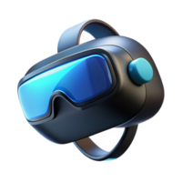 wonderful creative A virtual reality headset floating in mid-air, sleek black design, soft blue light emanating from the lenses, product photography style professional png