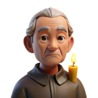 beautiful classic Portrait of an elderly man with deep wrinkles and a thoughtful expression, illuminated by a single candle, in the style of a Caravaggio painting high resolution png