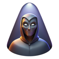 elegant vintage Portrait of a mysterious masked figure, lit by dramatic spotlight, surreal art style exclusive png