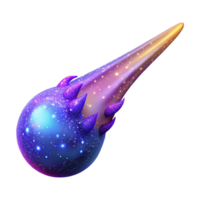 elegant creative A comet trailing a vibrant tail of cosmic dust. Realistic, dynamic, bright lighting premium png