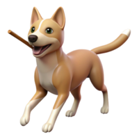 vibrant rustic A loyal dog fetching a stick, action shot, dynamic pose detailed png