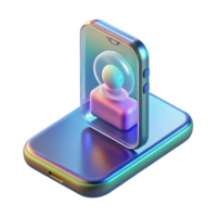 wonderful classic A transparent, flexible smartphone displaying a holographic call, illuminated by the soft glow of the screen. Futuristic, product design style exclusive png