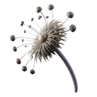 vibrant modern Single dandelion seedhead with seeds blowing in the wind, delicate, minimalist, black and white, authentic png