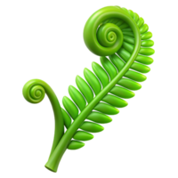 beautiful classic A single, perfect green fern frond unfurling, soft lighting, delicate, botanical illustration style, exclusive png