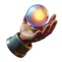 dramatic modern A wizened hand holding a glowing orb of prophecy, intricate details on the hand and orb, Rembrandt lighting, realistic style 4K png