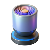 impressive abstract A levitating smart speaker, emitting holographic sound waves, minimalist design original png