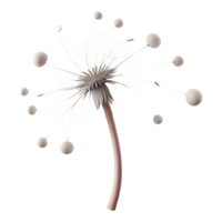 impressive classic A single dandelion seedhead with seeds blowing in the wind, delicate, ethereal, soft focus professional png