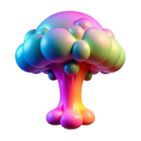 magnificent modern A giant, iridescent mushroom cloud exploding with vibrant colors, in a psychedelic pop art style, exclusive png