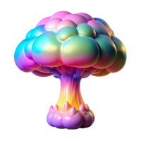 vibrant vintage A giant, iridescent mushroom cloud exploding with vibrant colors, in a psychedelic pop art style, detailed png