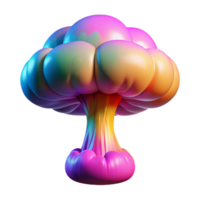 magnificent traditional A giant, iridescent mushroom cloud exploding with vibrant colors, in a psychedelic pop art style, high quality png
