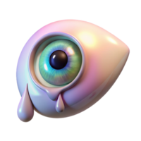 impressive artistic A giant, iridescent eye weeping tears of light, in a surrealist style, professional png