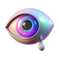 dramatic abstract A giant, iridescent eye weeping tears of light, in a surrealist style, high quality png