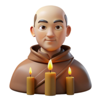dramatic classic Portrait of a serene monk with a peaceful expression, illuminated by the soft glow of candles, styled as a classical Renaissance painting 4K png