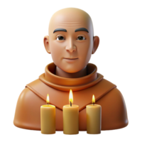 dramatic modern Portrait of a serene monk with a peaceful expression, illuminated by the soft glow of candles, styled as a classical Renaissance painting exclusive png