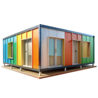 wonderful classic Prefabricated modular housing units, colorful panels, minimalist design, bright daylight, architectural render genuine png