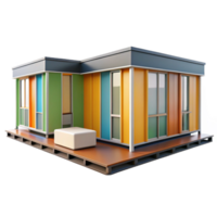 serene modern Prefabricated modular housing units, colorful panels, minimalist design, bright daylight, architectural render high resolution png