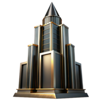 extraordinary vintage Art Deco skyscraper, chrome and black glass, sharp geometric lines, volumetric lighting, high contrast, cinematic render professional png