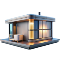 impressive rustic Prefabricated modular house, futuristic design, sleek lines, minimalist aesthetic, customizable modules, studio lighting high quality png