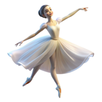 dramatic artistic Portrait of a graceful ballerina with flowing white tulle and a delicate pose, illuminated by soft, ethereal light, in a romantic style premium png