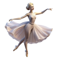 extraordinary creative Portrait of a graceful ballerina with flowing white tulle and a delicate pose, illuminated by soft, ethereal light, in a romantic style detailed png