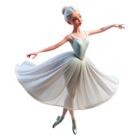 stunning creative Portrait of a graceful ballerina with flowing white tulle and a delicate pose, illuminated by soft, ethereal light, in a romantic style authentic png