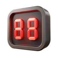 impressionante minimalista uma digital relógio contando baixa para zero, iluminado de piscando vermelho conduziu luzes, dentro uma tenso estilo autêntico png