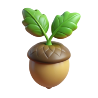 dramatic creative A sprouting acorn, with a tiny oak tree emerging, soft diffused light, botanical illustration style 4K png