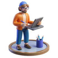 serene creative A digital artist creating a 3D model using a stylus and tablet, studio lighting, digital art style exclusive png