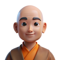 dramatic traditional Portrait of a serene monk with a shaved head and peaceful expression, lit by soft, natural light, in a minimalist style professional png