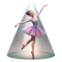 serene artistic Portrait of a graceful ballerina in a flowing tutu, mid-leap, lit by stage spotlights, in an impressionistic style professional png