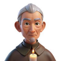 wonderful artistic Portrait of an elderly man with deep wrinkles and a wise gaze, illuminated by a single candle, in the style of a Caravaggio painting high quality png