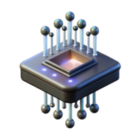 dramatic vintage A single, levitating microchip emitting binary code as beams of light, dark, moody lighting, digital art professional png