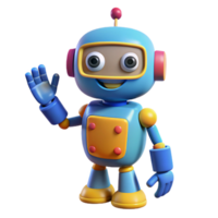 magnificent modern A friendly, cartoonish robot with bright primary colors and oversized eyes, waving hello, lit by soft, diffused lighting, in a whimsical, playful style genuine png