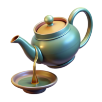 beautiful minimalist A levitating teapot pouring a stream of liquid light into a bottomless cup. Renaissance painting style 4K png