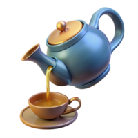 impressive minimalist A levitating teapot pouring a stream of liquid light into a bottomless cup. Renaissance painting style detailed png