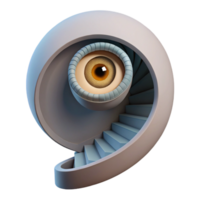 magnificent creative A spiral staircase leading into a giant, open eye. M.C. Escher style high quality png
