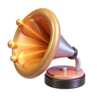stunning rustic A giant ear listening to a tiny gramophone, emitting beams of light. Pop art style exclusive png