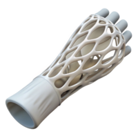 stunning abstract A 3D printed prosthetic limb, intricate lattice structure visible, matte white finish, soft, diffused lighting, product design style original png