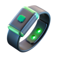 stunning rustic A futuristic, wearable technology armband displaying biometric data, glowing with a pulsating green light. Product design, minimalist style 4K png
