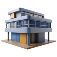 beautiful rustic Le Corbusier inspired building, concrete construction, modular design, functional style, daylight detailed png