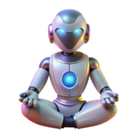beautiful modern A robot meditating in a lotus position, illuminated by a soft, ethereal glow, in a spiritual, contemplative style premium png