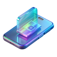 impressive artistic A transparent smartphone displaying a holographic interface, futuristic design, product design style original png